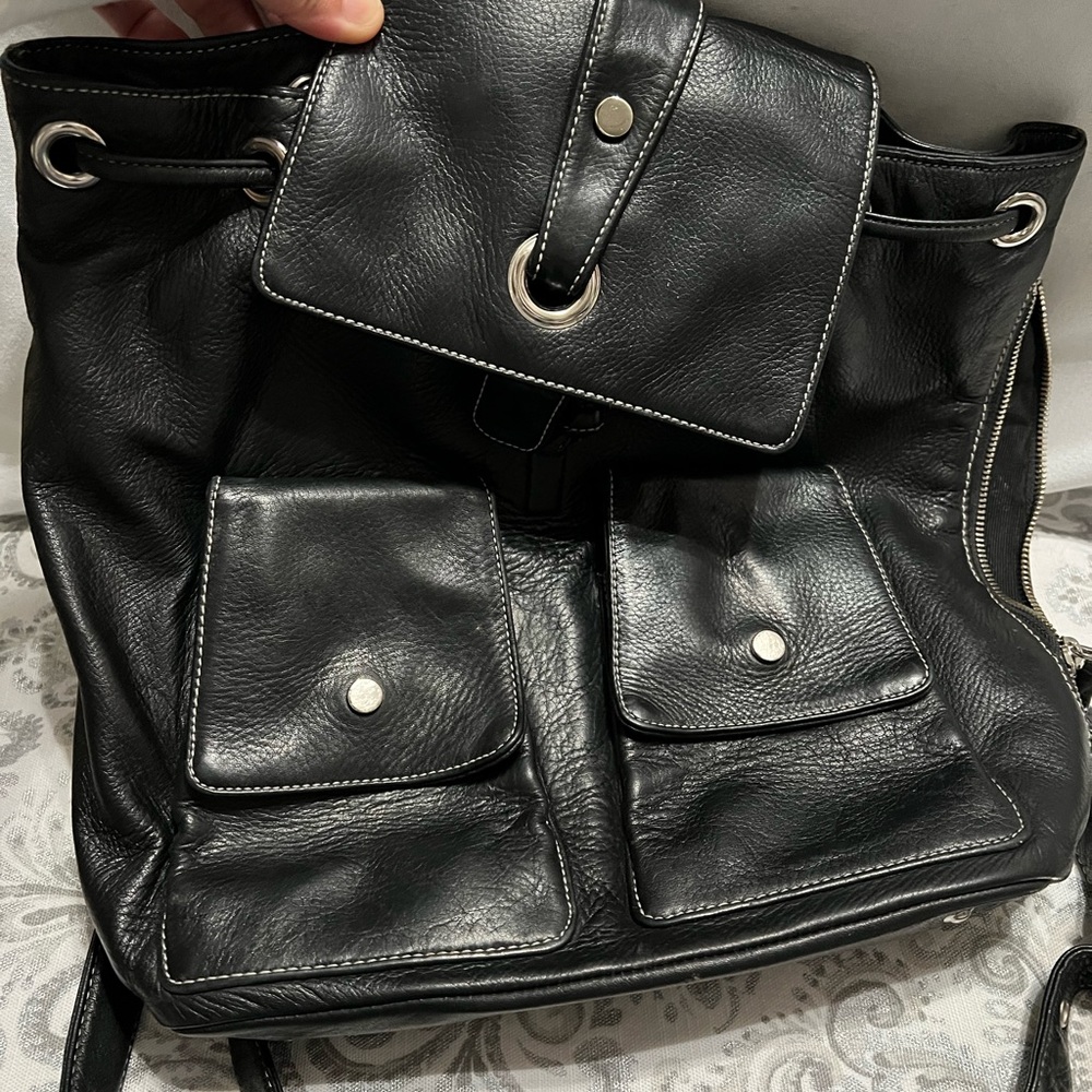 Black soft leather backpack by Perlina👍🌹💥 - Picture 2 of 4